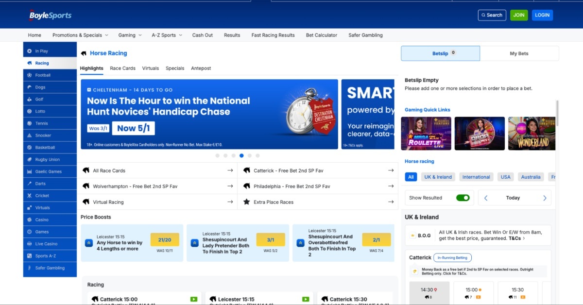 BoyleSports Racing Features