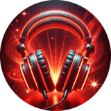 red and black glowing headphones