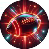 red glowing American football on black background