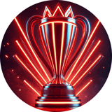 red, black, and blue trophy