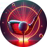 red and black golf club lining up at the tee