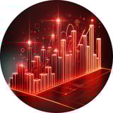 red bar graph on black background