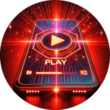 black smartphone with play button