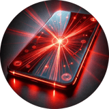 black smartphone with red lights