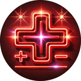 large plus sign with smaller plus and minus signs on either side