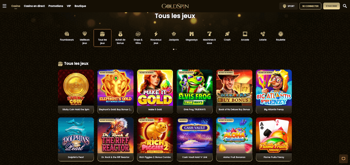 GoldSpin Casino Lobby