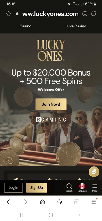 Lucky Ones Casino Mobile App_Site