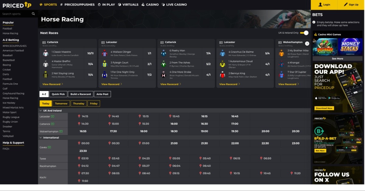 PricedUp Racing Features