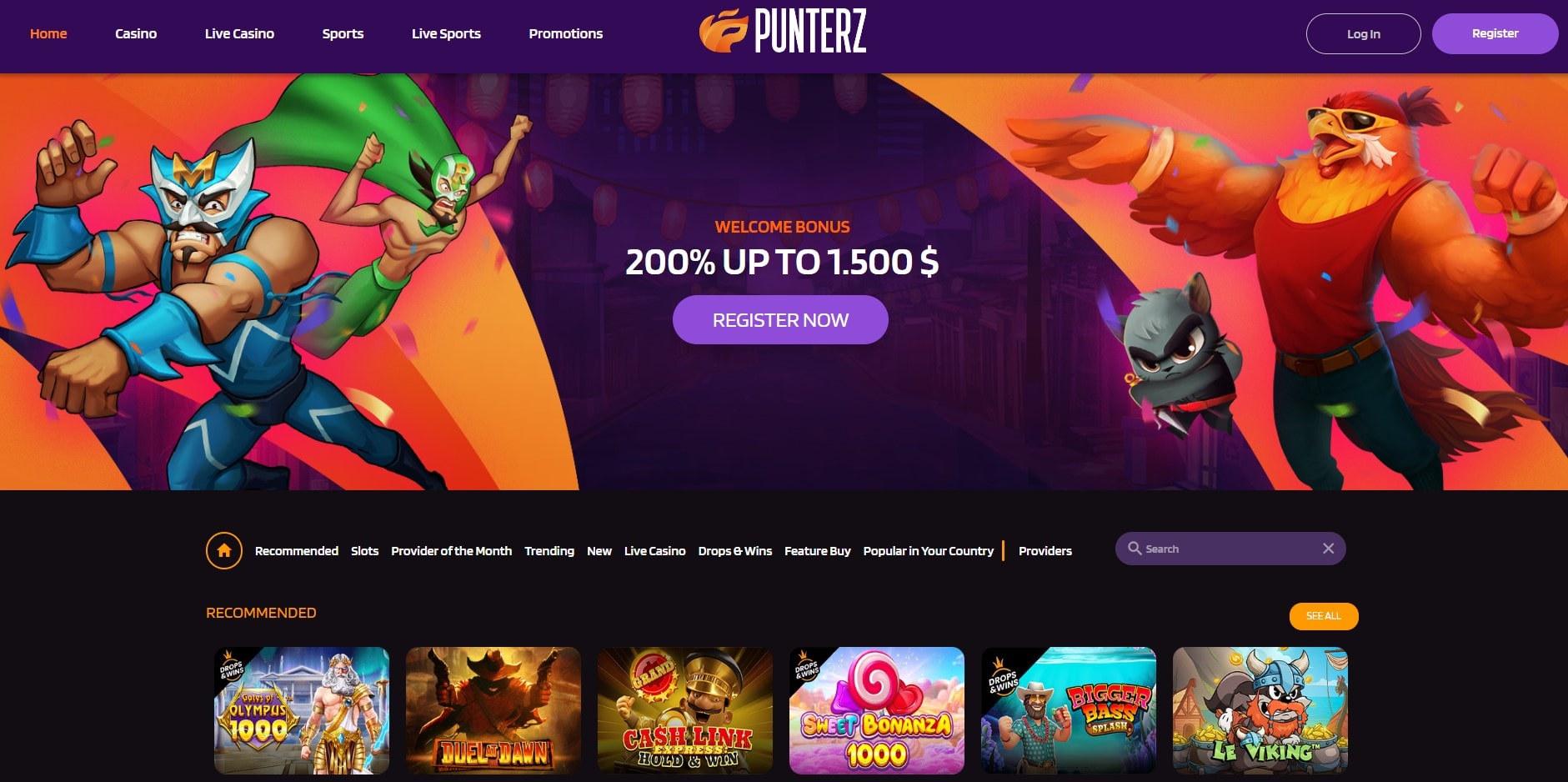 Punterz Casino Website