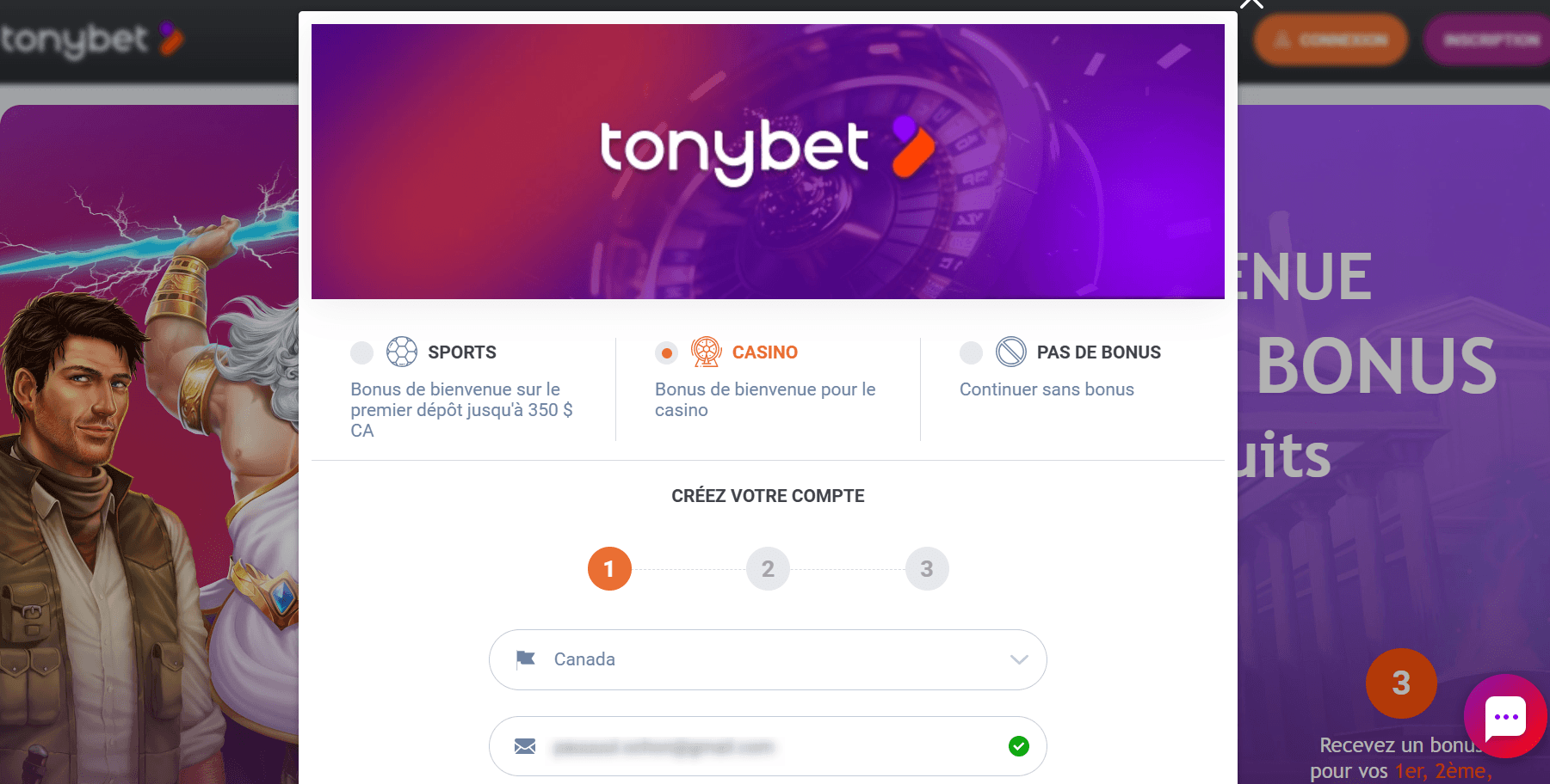 TonyBet Casino Inscription